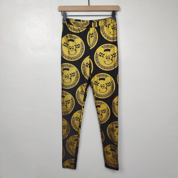 Lazy Oaf All Hail Leggings Womens Small Black Gold‎ Medallion Print High Rise - Picture 1 of 7
